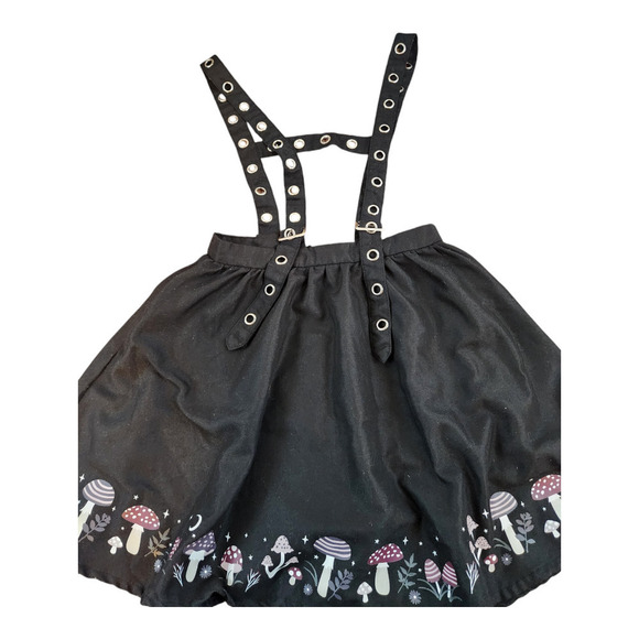 HotTopics sz small Mushroom border grommet suspender skirt black goth grudge - Picture 5 of 14